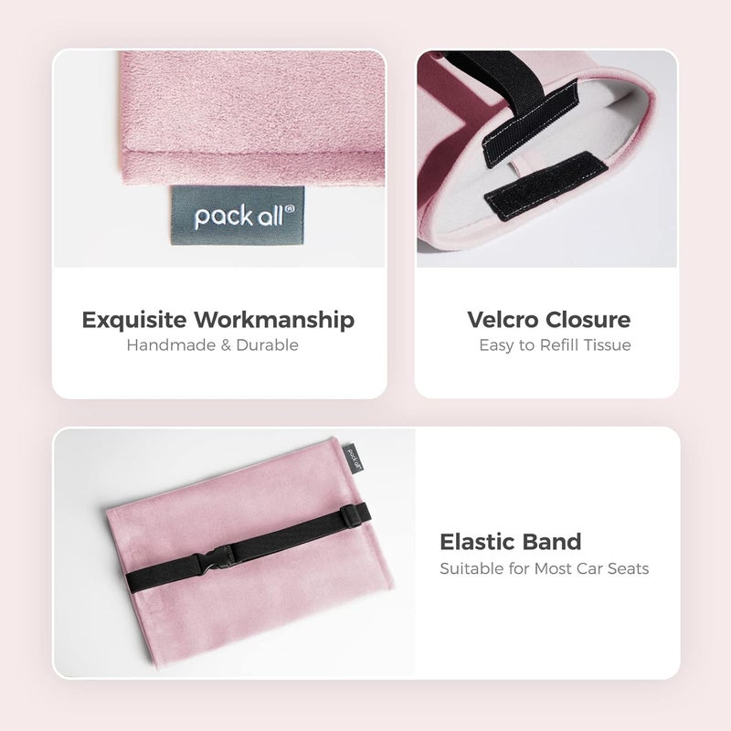 pack all Car Tissue Holder, Premium Microsuede Sun Visor Napkin Dispenser, Wipes Case for Backseat, Vehicle Accessories (Pink) - Image 5